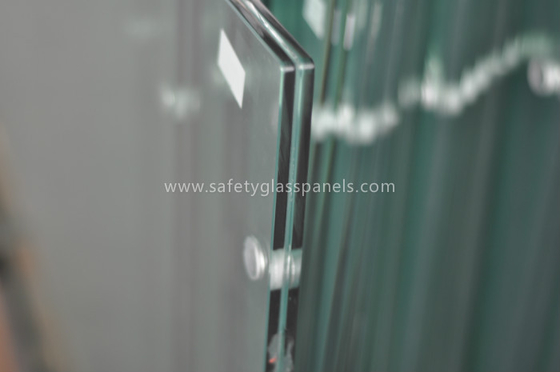 Clear Laminated Safety Glass Railing With Polished Edge , High Impact-Resistant