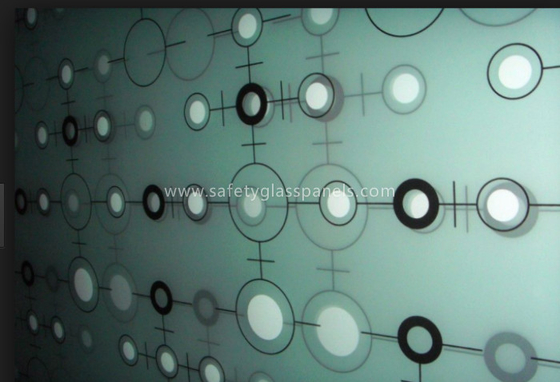 Light Green Digital Silk Screen Printing On Glass , Commercial Glass Doors