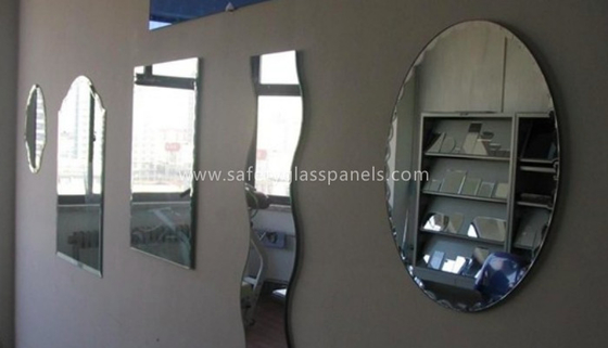 Double Coated Paint Aluminium Glass Mirror , Decorative Bathroom Mirror With Shelf
