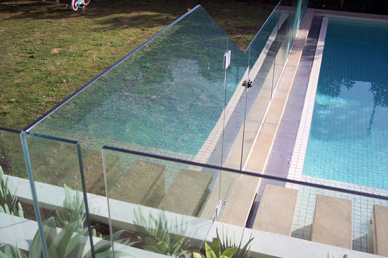 Golden Bronze Modern Flat Top Glass Pool Fencing 8mm - 19mm Toughened Safety Glass