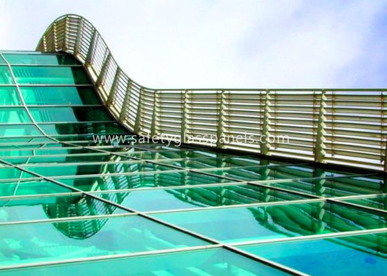 6.38-25.52mm PVB Laminated Security Glass , Blue Laminated Architectural Glass